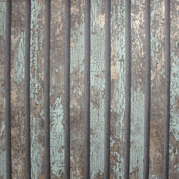 Oxidize Teal Vertical Slats Wallpaper by Fine Decor Medley Covers about 56.4 square feet 20.5-in by 33-ft long roll Unpasted 0 - Fabric Carolina -