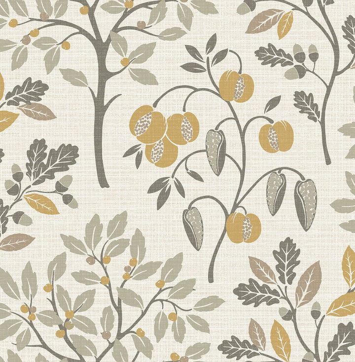 Rowan Natural Autumn Trees Wallpaper by Fine Decor Medley Covers about 56.4 square feet 20.5-in by 33-ft long roll Unpasted 20.9 - Fabric Carolina -