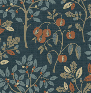 Rowan Navy Autumn Trees Wallpaper by Fine Decor