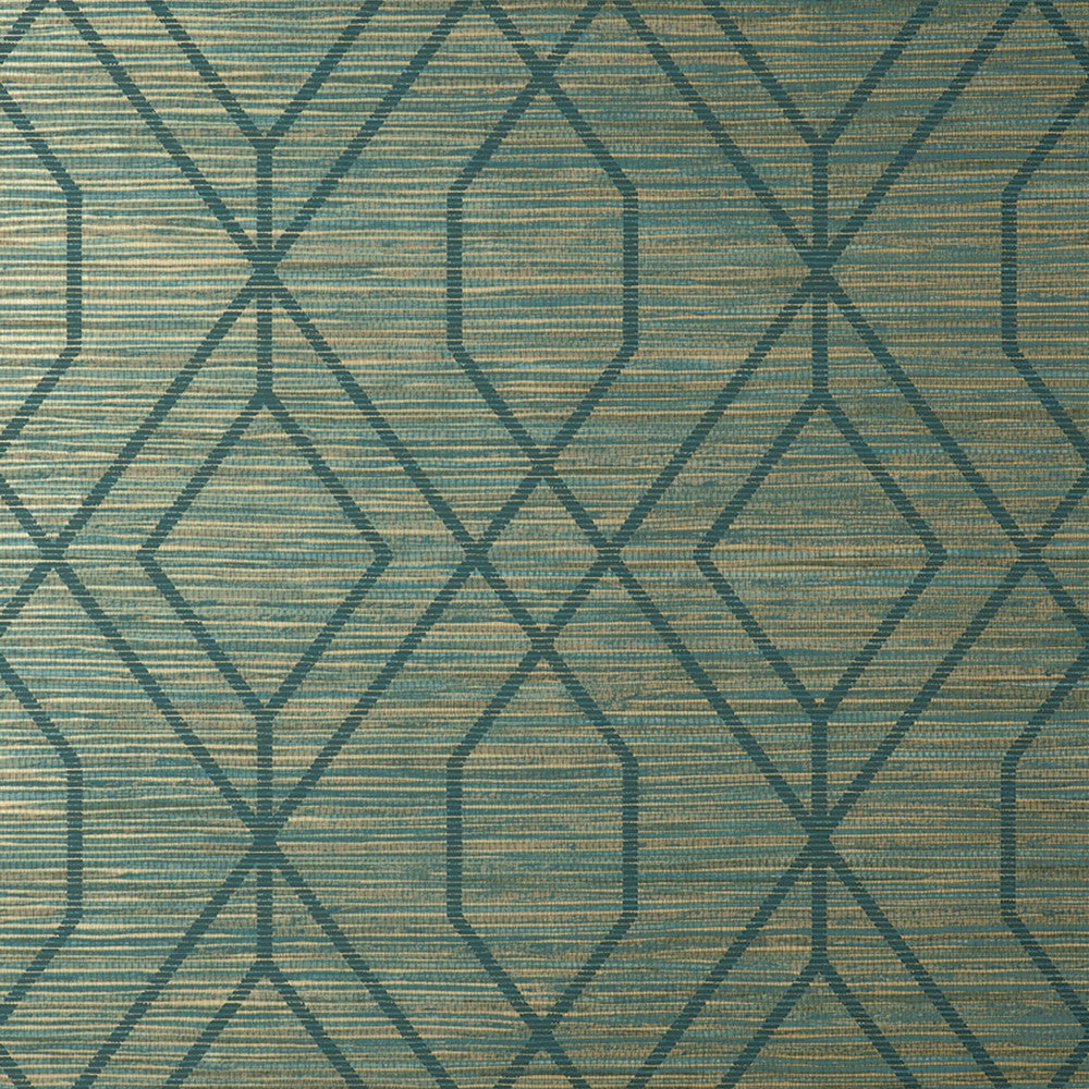 Fusion Teal Trellis Wallpaper by Fine Decor Medley Covers about 56.4 square feet 20.5-in by 33-ft long roll Unpasted 20.9 - Fabric Carolina -