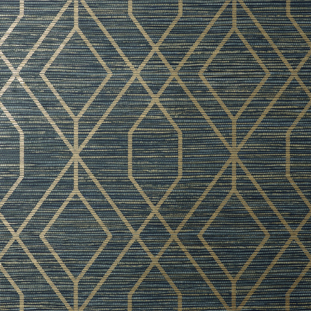 Fusion Navy Trellis Wallpaper by Fine Decor Medley Covers about 56.4 square feet 20.5-in by 33-ft long roll Unpasted 20.9 - Fabric Carolina -