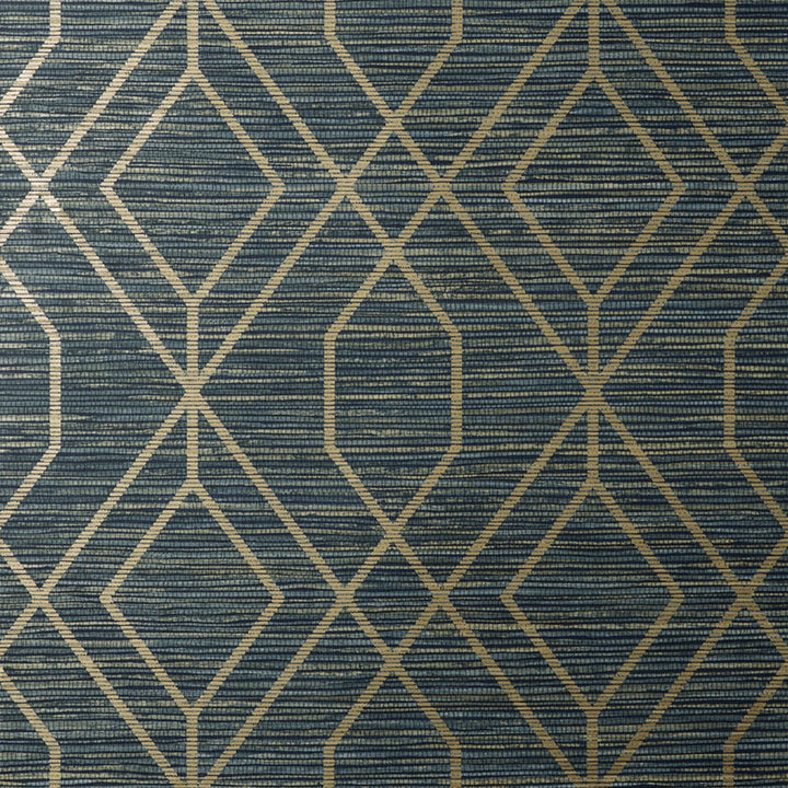 Fusion Navy Trellis Wallpaper by Fine Decor Medley Covers about 56.4 square feet 20.5-in by 33-ft long roll Unpasted 20.9 - Fabric Carolina -