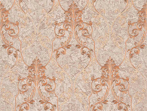 Damasco Samba Mauve Scroll Damask Wallpaper by Brewster