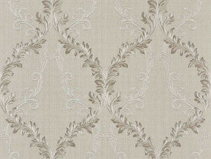Dis Rumba Ivory Scroll Damask Wallpaper by Brewster