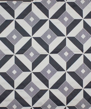 Miter Graphite M9389 by Barrow Industries Fabric 13CL07 Black Brown 61% Rayon 39% Polyester China see sample Horizontal: 13 1/2 inches and Vertical: 6.75 inches 54" minimum (see sample) - Fabric Carolina -