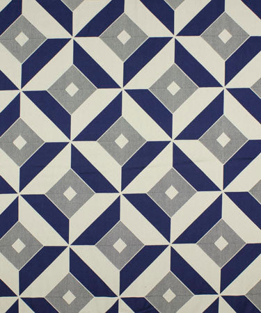 Miter Sapphire M9389 by Barrow Industries Fabric 13CL05 Blue 61% RAYON (S) 39% POLYESTER (F) China - H: 13 1/2 " V: 6.75 " 4668 inches minimum (See sample for specs) - Fabric Carolina - Barrow Industries