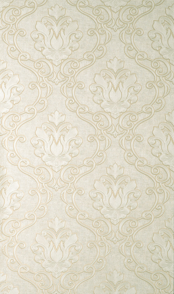 Florentine Neutral Damask Wallpaper by Fine Decor Medley Covers about 57.5 square feet 20.9-in by 33-ft long roll Unpasted 25.2 - Fabric Carolina -