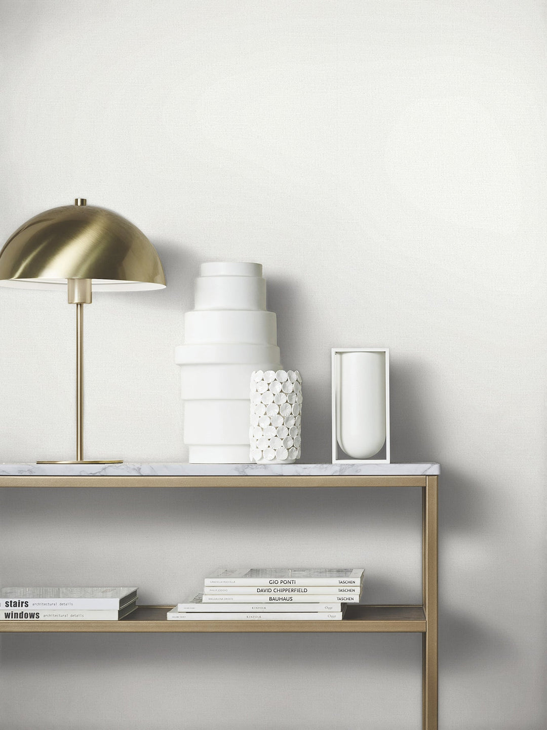 Cabric White Shimmering Texture Wallpaper by Antonina Vella Designer