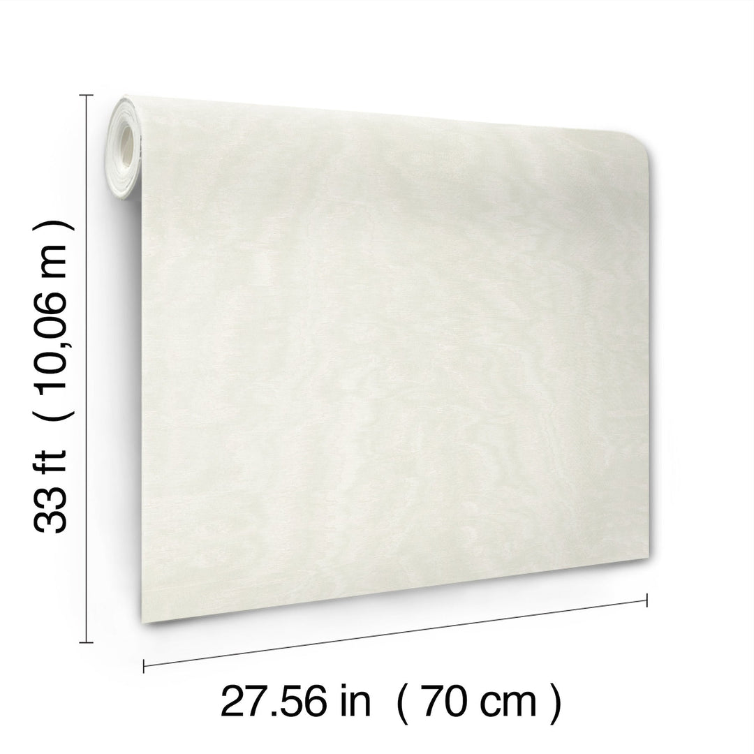 Shimmering Moire White Textured Wallpaper by Antonina Vella Designer
