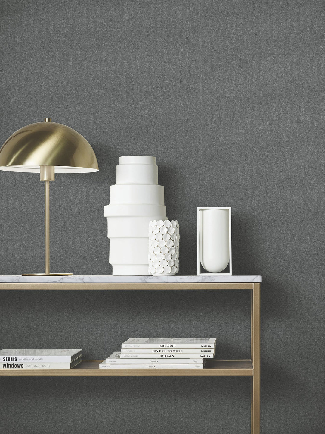 Glistening Quartz Charcoal Beaded Wallpaper by Antonina Vella Designer