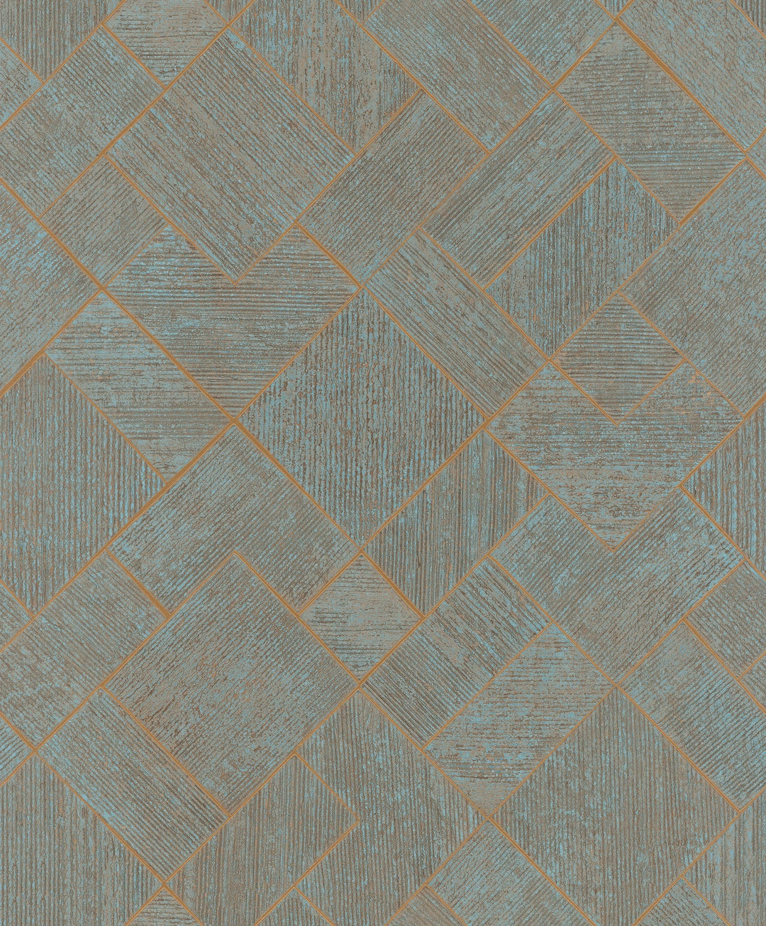 Marquetry Teal Tile Wallpaper by Antonina Vella Designer