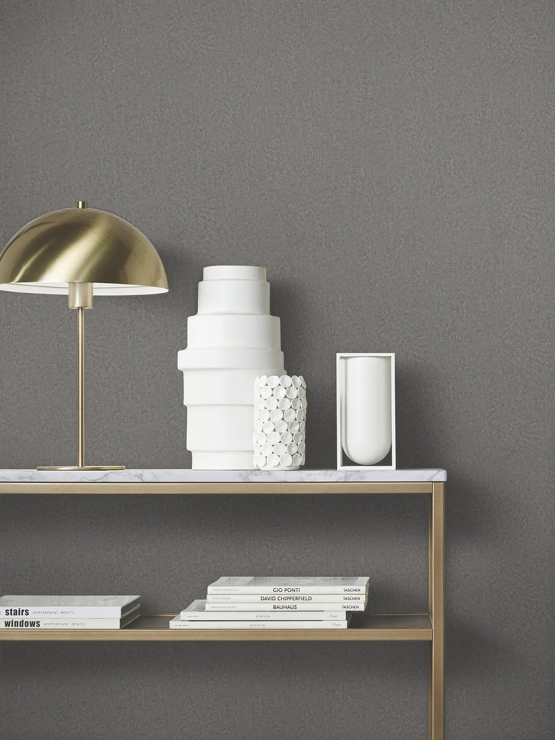 Jemma Dark Grey Distressed Wallpaper by Antonina Vella Designer