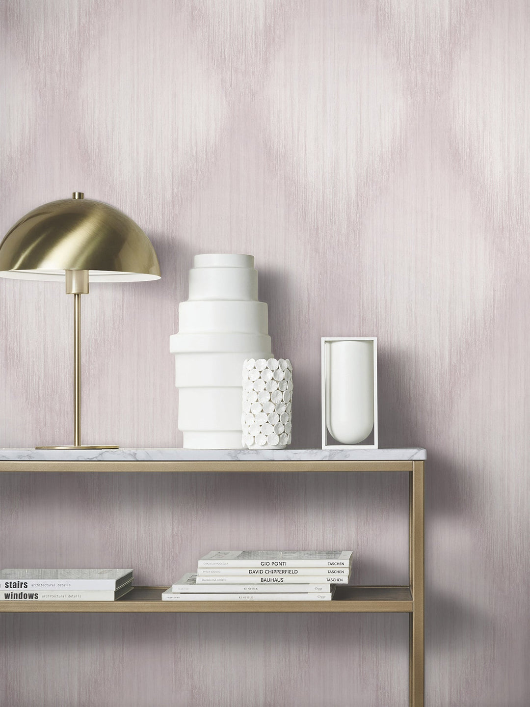 Starfall Mauve Metallic Ikat Wallpaper by Antonina Vella Designer