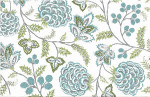 Malaysia Aqua Olive by Norbar Fabric ROMANCE 100% COTTON SPAIN 17"V 18"H 55" - Fabric Carolina -