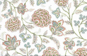 Malaysia Coral Aqua by Norbar Fabric ROMANCE 100% COTTON SPAIN 17"V 18"H 55" - Fabric Carolina -
