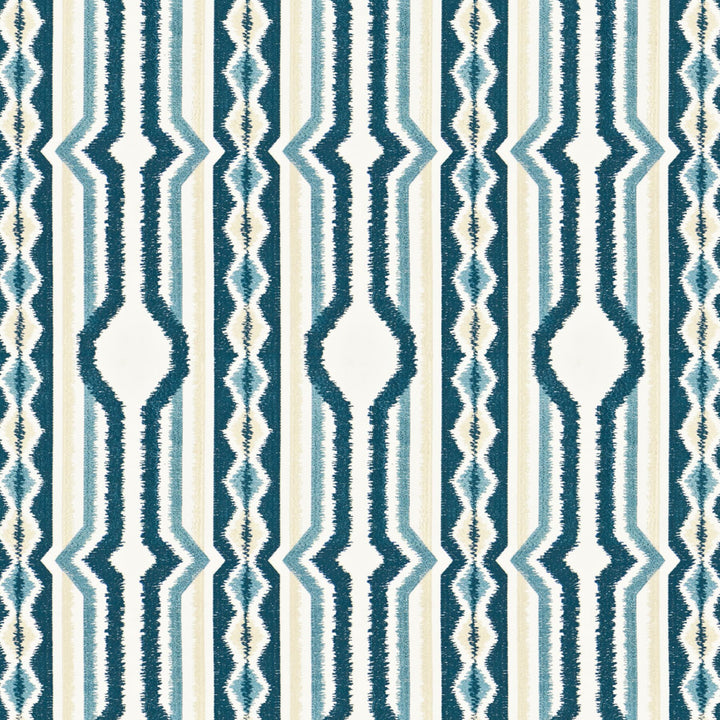 Mandalay 1 Ink by Aoc Fabric COMFORTABLE LIVING AZURE/LAKE 100%COT %BEMB INDIA Horizontal: 8.625 and Vertical: 15.5 51.5 in - Fabric Carolina -