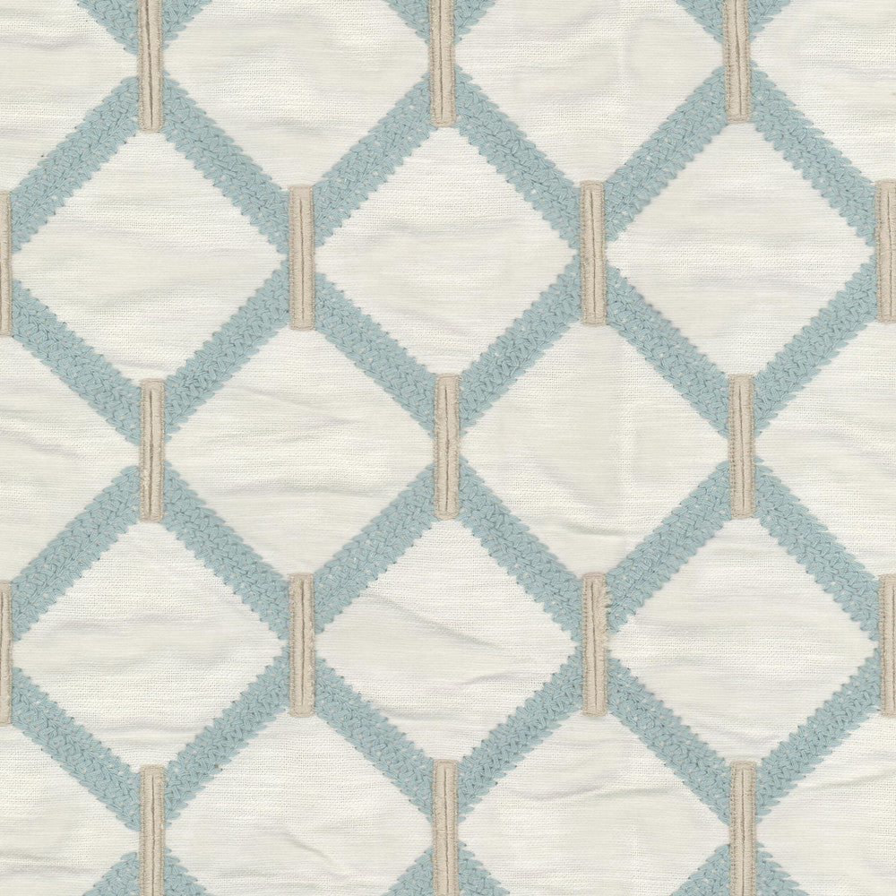 Maxwell 3 Moonstone by Stout Fabric RAINBOW LIBRARY BREEZE/AEGEAN 71%POL 29%COT %VEMB INDIA Horizontal: 6.375 and Vertical: 6.375 52 in - Fabric Carolina -