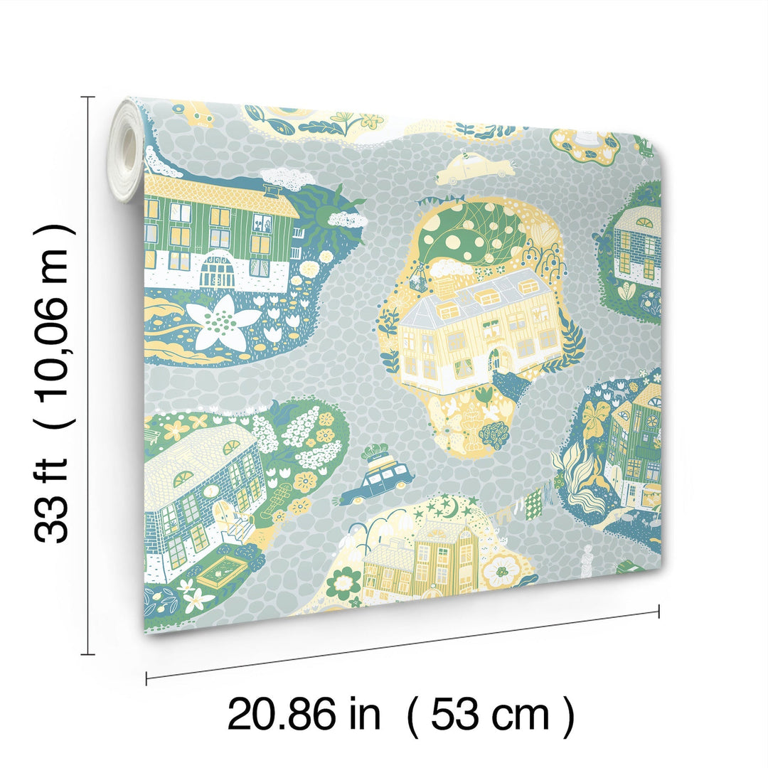 Staden Light Blue Wallpaper by York Wallcoverings Designer