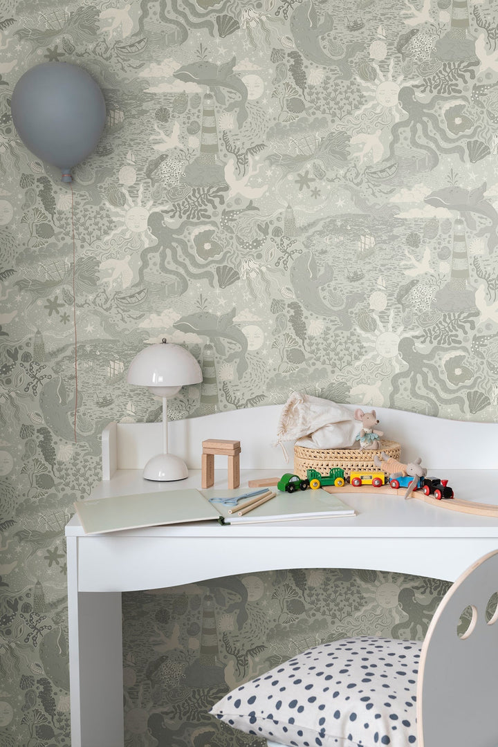 Havet Light Blue Wallpaper by York Wallcoverings Designer