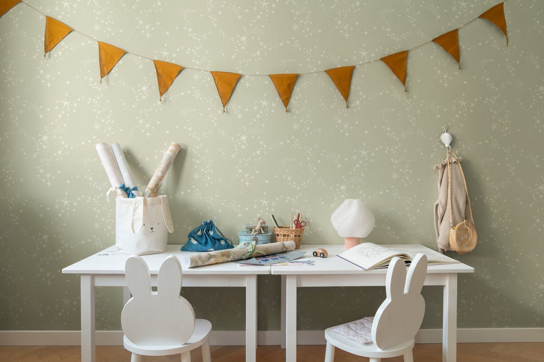 Stjarnhimmel Light Green Wallpaper by York Wallcoverings Designer