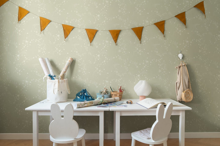 Stjarnhimmel Light Green Wallpaper by York Wallcoverings Designer