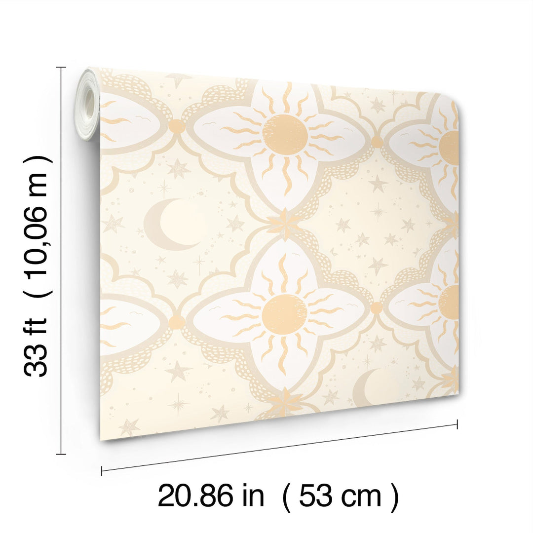 Sol & Mane Tangerine Wallpaper by York Wallcoverings Designer