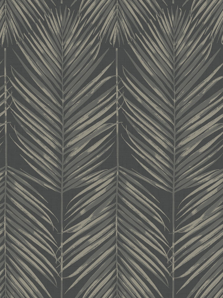 Paradise Palm Black Sands by Seabrook Wallpaper Beach House United States 60.75 36" 27" - Fabric Carolina -