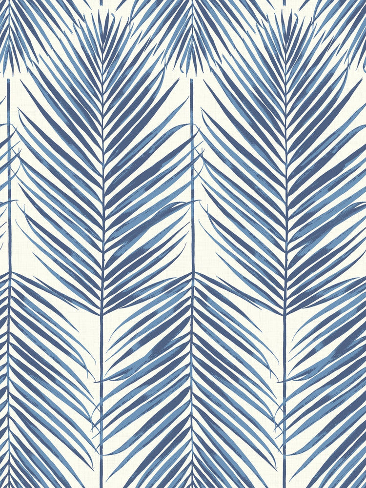 Paradise Palm Coastal Blue by Seabrook Wallpaper Beach House United States 60.75 36" 27" - Fabric Carolina -
