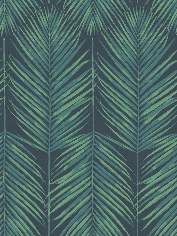 Paradise Palm Tropic Midnight by Seabrook Wallpaper Beach House United States 60.75 36" 27" - Fabric Carolina -