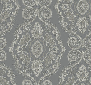 Nautical Damask Black Sands by Seabrook Wallpaper