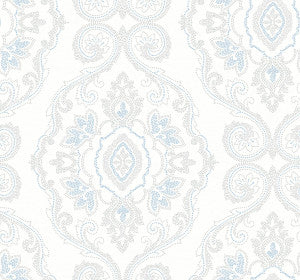Nautical Damask Blue Oasis by Seabrook Wallpaper
