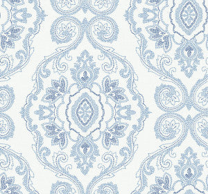 Nautical Damask Coastal Blue by Seabrook Wallpaper