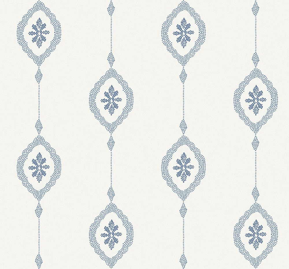 Sand Dollar Stripe Coastal Blue by Seabrook Wallpaper Beach House United States 60.75 25.2" 27" - Fabric Carolina -