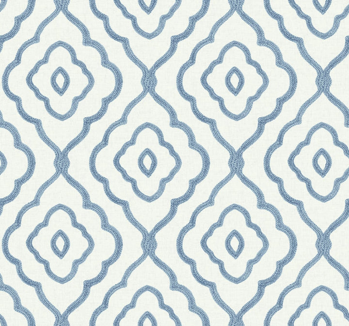 Seaside Ogee Blue Oasis by Seabrook Wallpaper Beach House United States 60.75 12.6" 27" - Fabric Carolina -