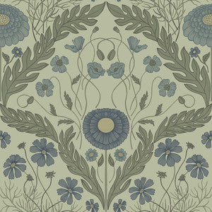Marguerite Green Damask Wallpaper by Midbec