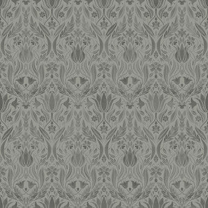 Ludvig Dark Grey Floral Ogee Wallpaper by Midbec