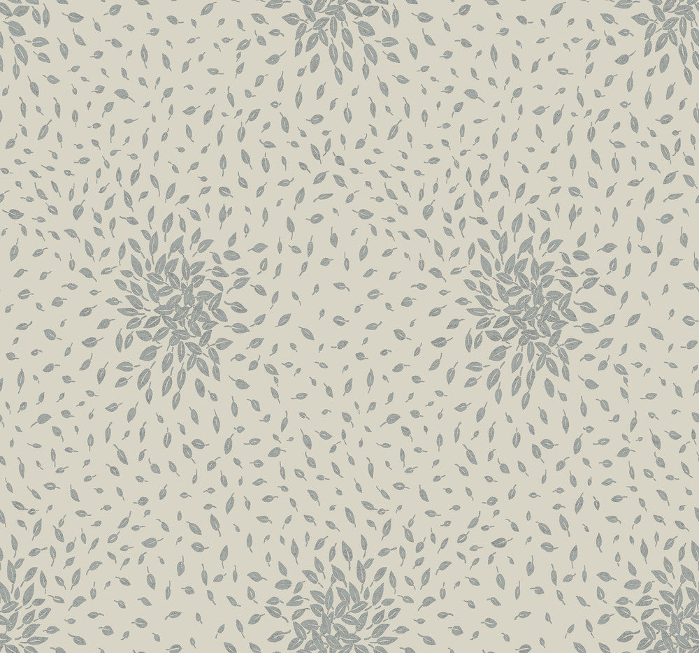 Petite Leaves Beige & Silver Wallpaper by Antonina Vella Antonina Vella Modern Metals Second Edition Covers about 60.5 square feet 27-in by 26.9-ft long roll Unpasted 25.2 - Fabric Carolina -