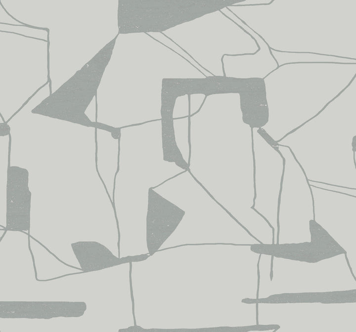 Abstract Geo Fog & Silver Wallpaper by Antonina Vella Antonina Vella Modern Metals Second Edition Covers about 60.5 square feet 27-in by 26.9-ft long roll Unpasted 25.2 - Fabric Carolina -
