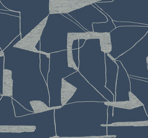 Abstract Geo Navy & Silver Wallpaper by Antonina Vella