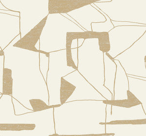 Abstract Geo Cream & Gold Wallpaper by Antonina Vella
