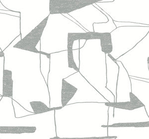 Abstract Geo White & Silver Wallpaper by Antonina Vella