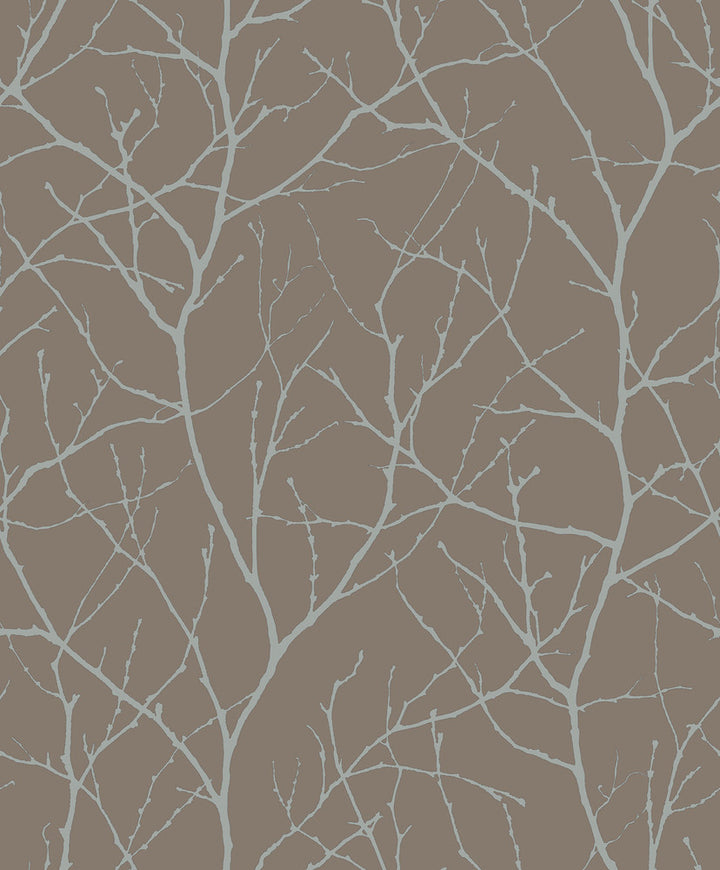 Trees Silhouette Mocha & Silver Wallpaper by Antonina Vella Antonina Vella Modern Metals Second Edition Covers about 57.2 square feet 20.8-in by 33-ft long roll Unpasted 25.2 - Fabric Carolina -
