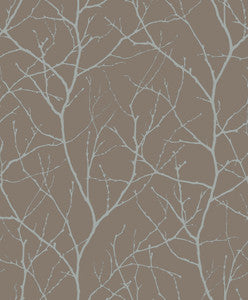 Trees Silhouette Mocha & Silver Wallpaper by Antonina Vella
