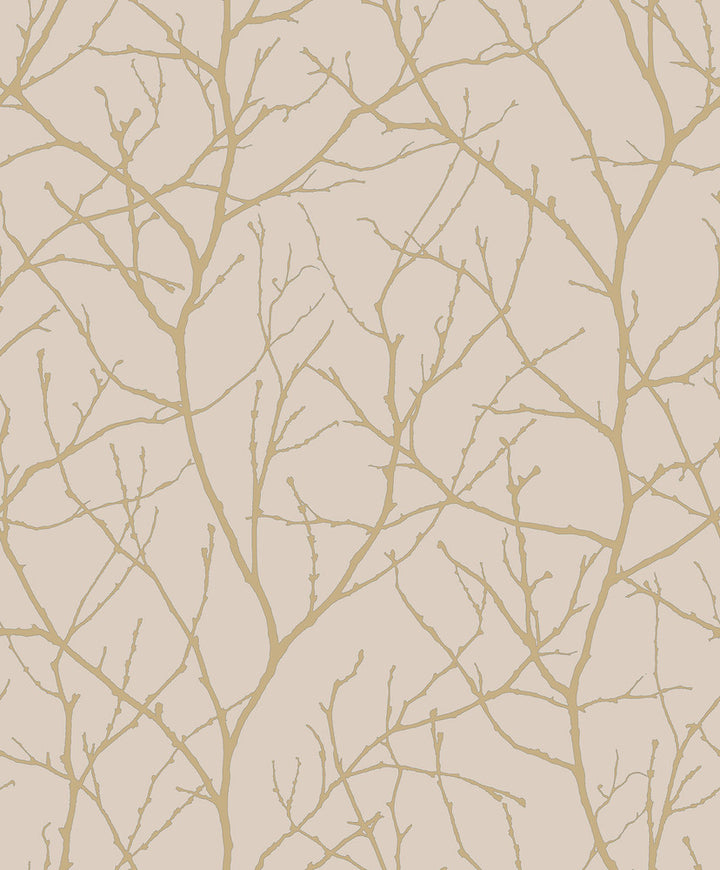 Trees Silhouette Beige & Gold Wallpaper by Antonina Vella Antonina Vella Modern Metals Second Edition Covers about 57.2 square feet 20.8-in by 33-ft long roll Unpasted 25.2 - Fabric Carolina -