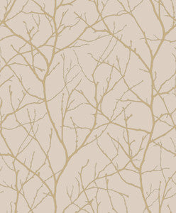 Trees Silhouette Beige & Gold Wallpaper by Antonina Vella
