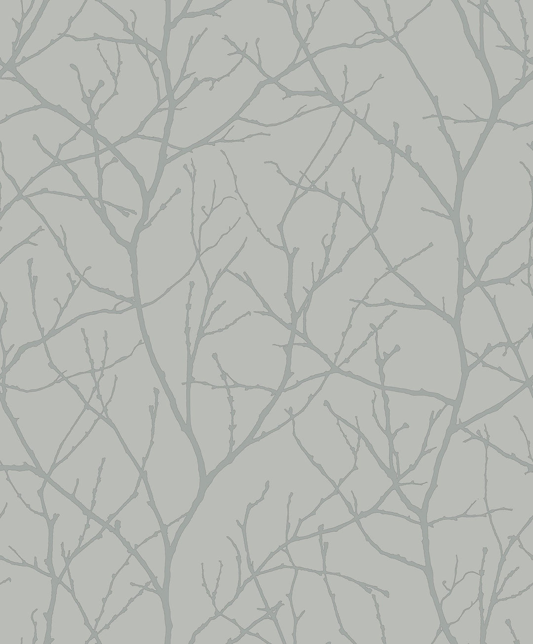 Trees Silhouette Smokey Blue & Silver Wallpaper by Antonina Vella Designer