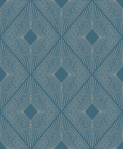 Harlowe Blue & Silver Wallpaper by Antonina Vella