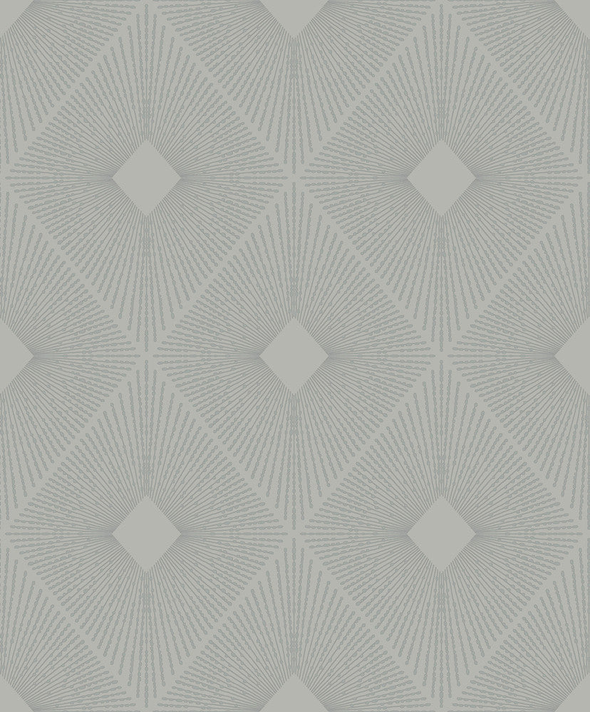 Harlowe Light Grey & Silver Wallpaper by Antonina Vella Antonina Vella Modern Metals Second Edition Covers about 57.2 square feet 20.8-in by 33-ft long roll Unpasted 12.6 - Fabric Carolina -