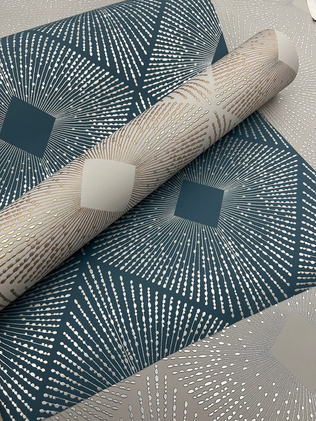 Harlowe Warm Grey & Gold Wallpaper by Antonina Vella Designer