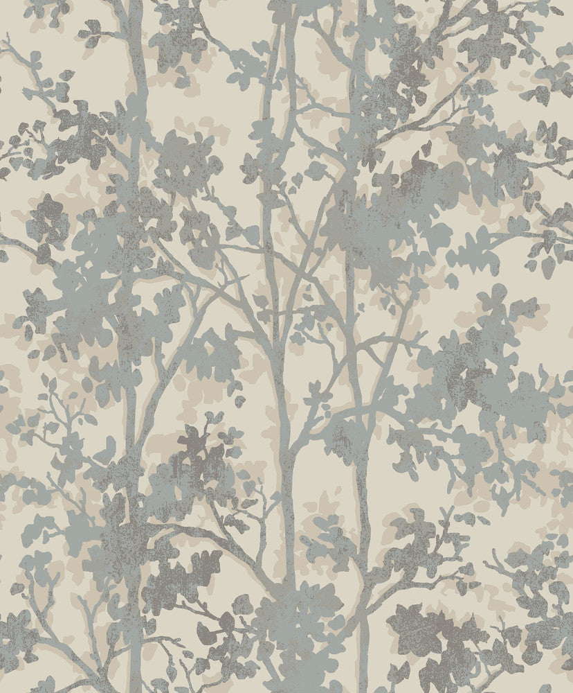 Shimmering Foliage Cream & Silver Wallpaper by Antonina Vella Antonina Vella Modern Metals Second Edition Covers about 57.2 square feet 20.8-in by 33-ft long roll Unpasted 25.2 - Fabric Carolina -